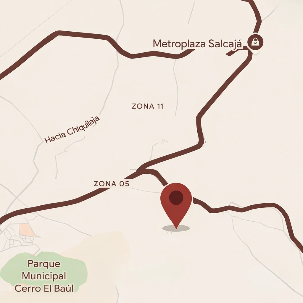 Mapa de ubicación de Torres Alta Vista en zona 5 de Quetzaltenango